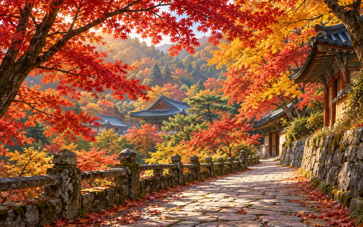 通往內藏寺的紅葉路與溪谷旁散步道