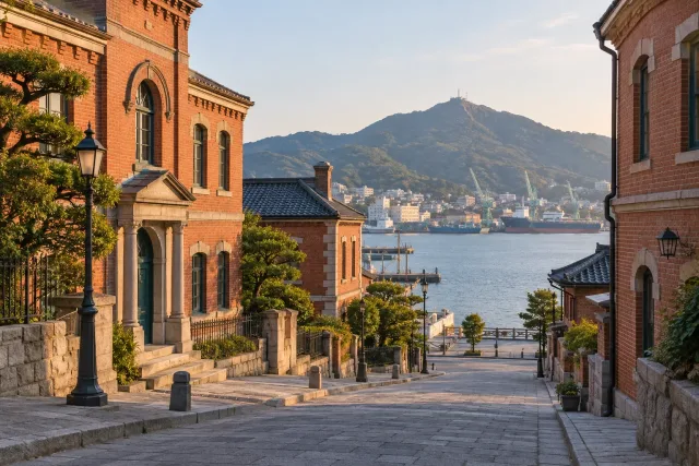 낮은 붉은 벽돌 건물과 오래된 골목이 이어진 군산 풍경